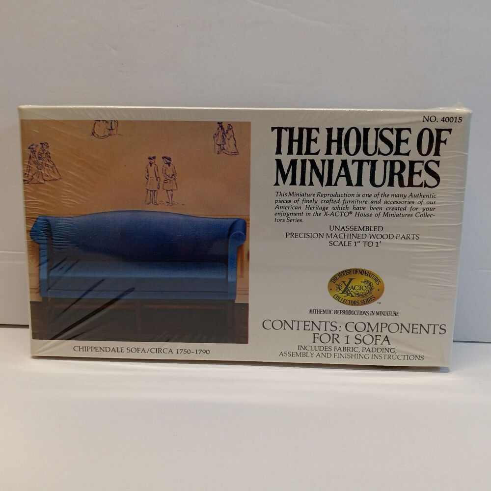 The House of Miniatures 40015 Chippendale Sofa Kit 1:12 Scale Vintage X-ACTO New